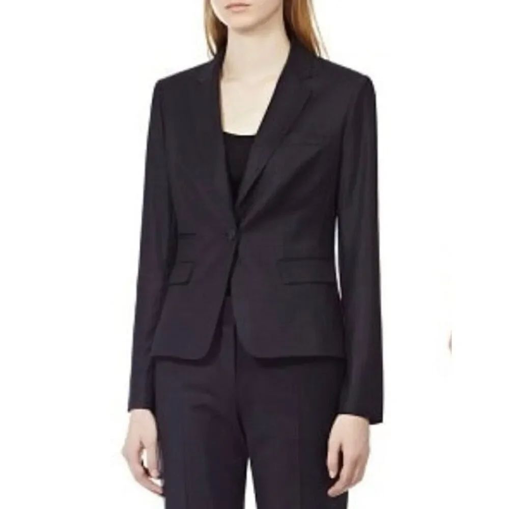 Reiss Raffy Jon checked plum ladies suit blazer size US 8 / UK 12 EUC